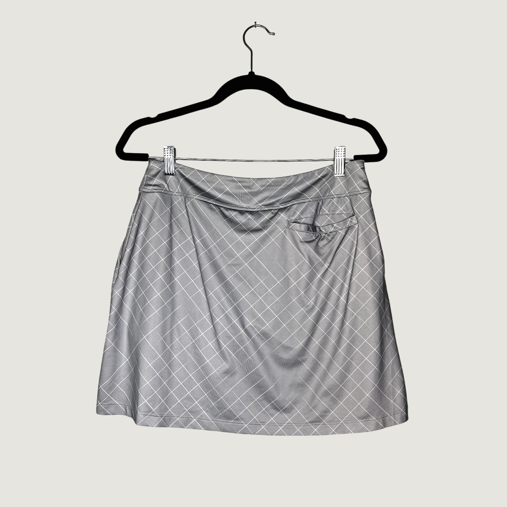 Nike Golf Skort Women Small Gray Dri-FIT Grid Print Athletic Skirt Activewear